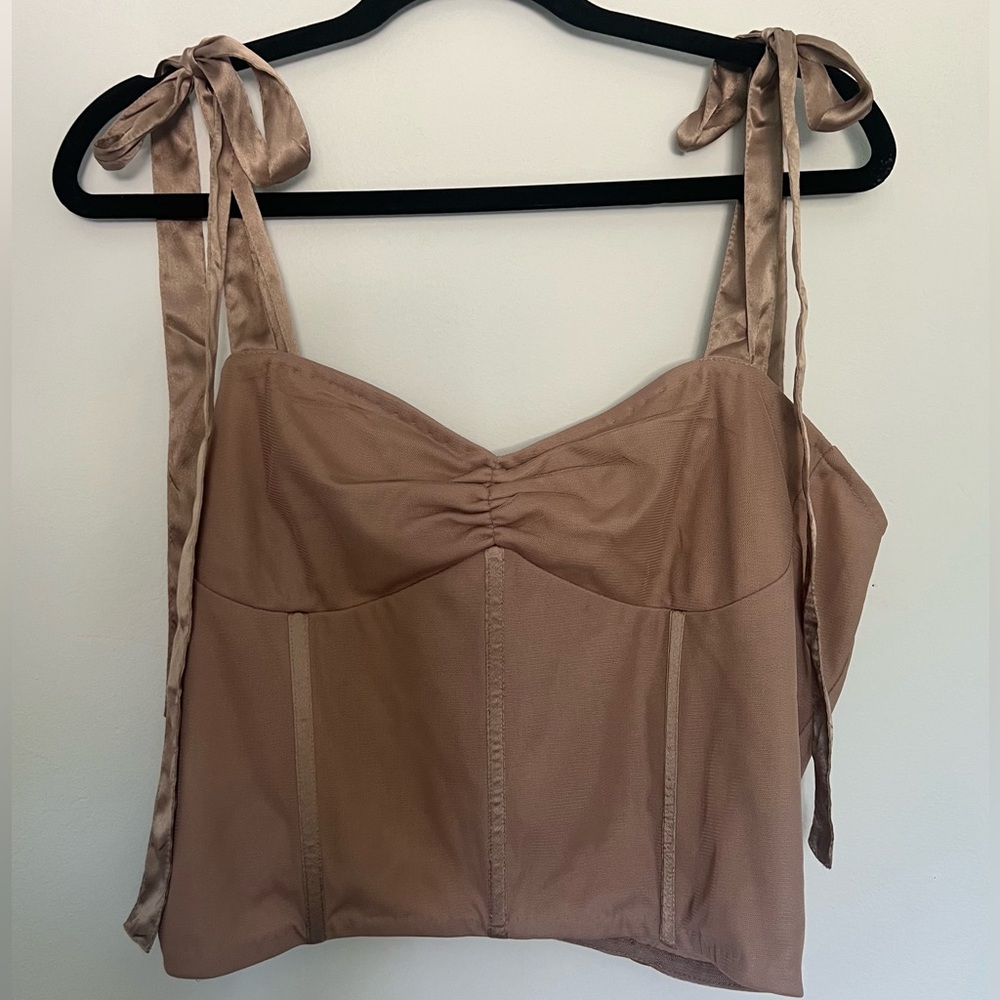 Trendy Neutral Corset with Bow Tie Straps